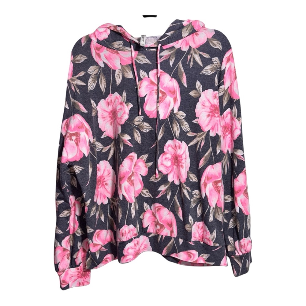 DEAR SCARLETT Comfy Floral‎ Oversized Women’s Hoodie Size Large Flowy Cozy